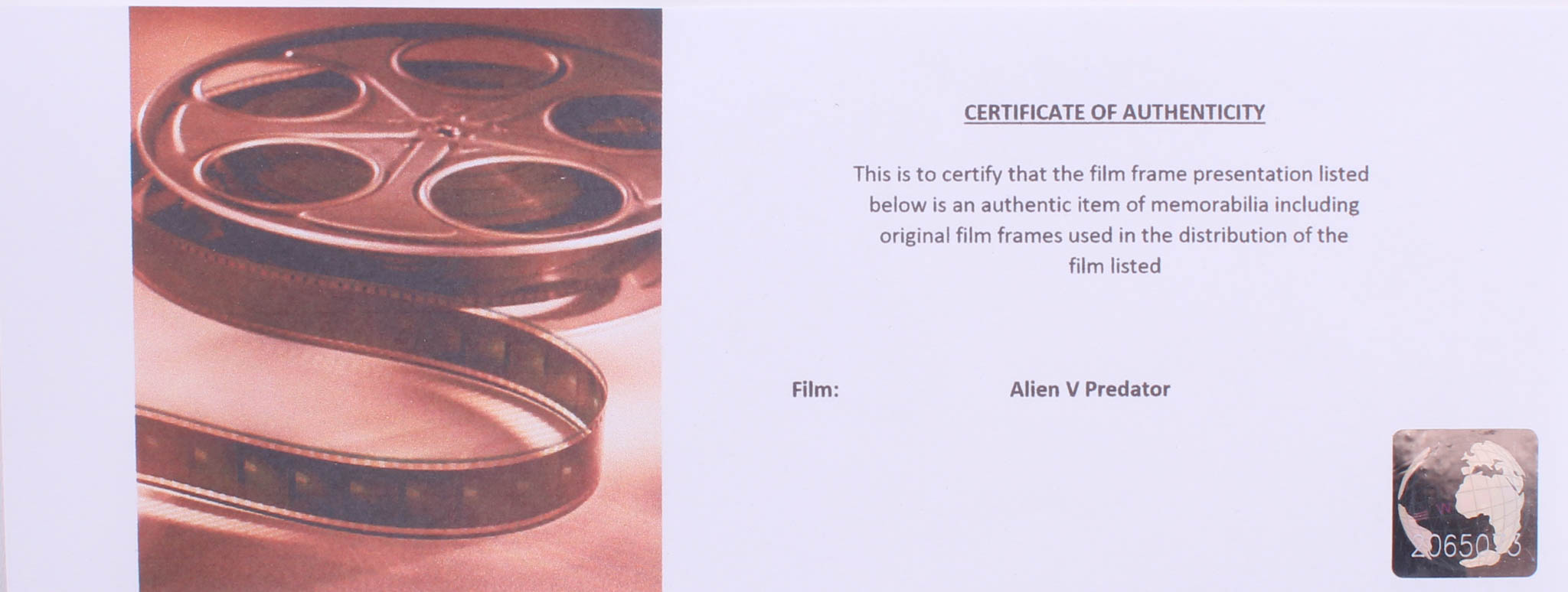 "Alien vs. Predator" Limited Edition Original Film/Movie Cell Display at PristineAuction.com "Alien vs. Predator" Limited Edition Original Film/Movie Cell Display at PristineAuction.com