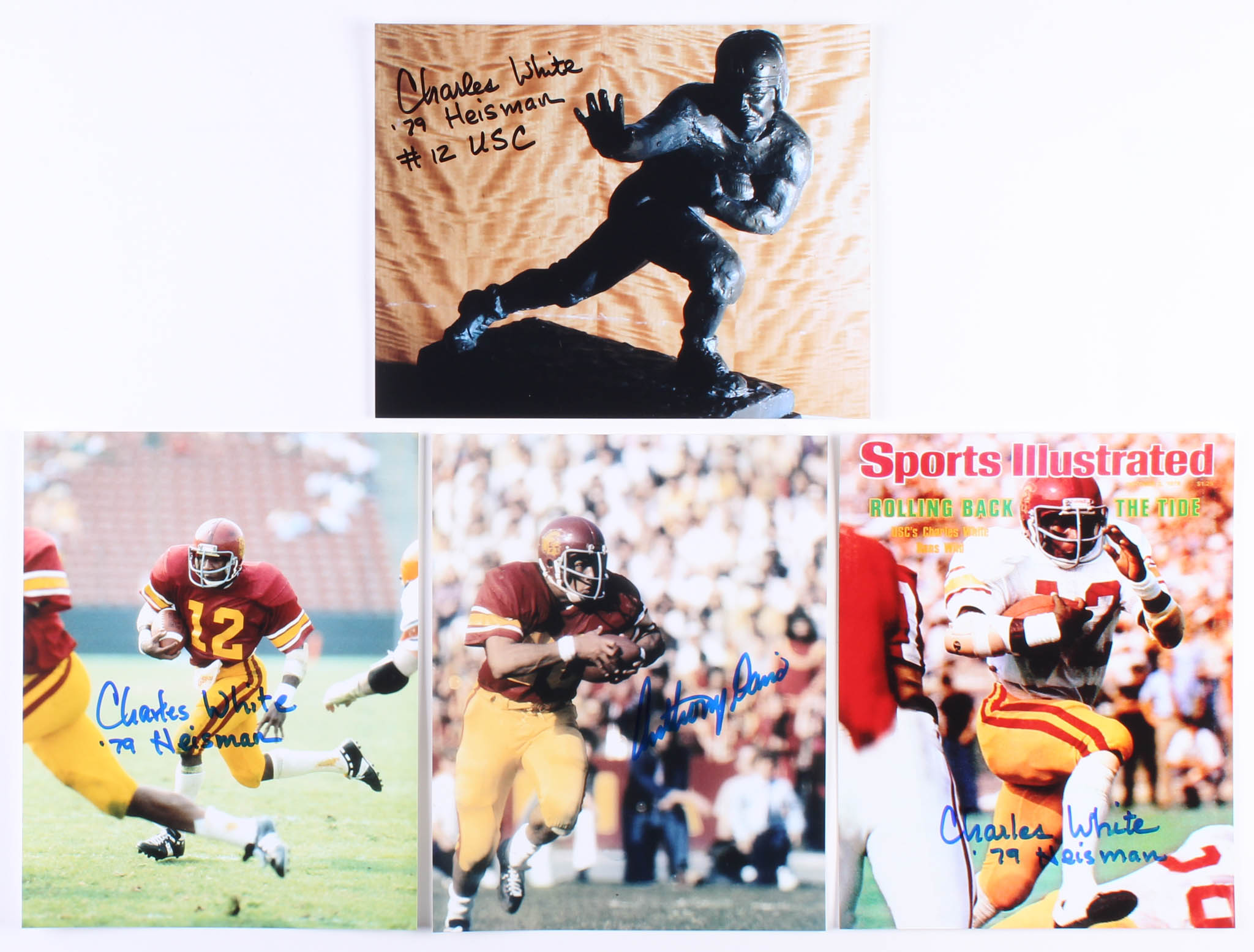 Lot of (4) Heisman Trophy Winners Signed 8x10 Photos with (1) Anthony Davis & (3) Charles White with (3) Heisman Inscriptions (SOP LOA) at PristineAuction.com Lot of (4) Heisman Trophy Winners Signed 8x10 Photos with (1) Anthony Davis & (3) Charles White with (3) Heisman Inscriptions (SOP LOA) at PristineAuction.com