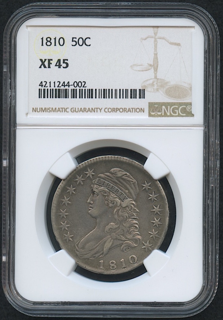 1810 50¢ Capped Bust Half Dollar (NGC XF 45) at PristineAuction.com 1810 50¢ Capped Bust Half Dollar (NGC XF 45) at PristineAuction.com