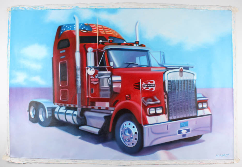 Frank Karper Signed "Classic Kenworth" 34x49 Original Acrylic Painting on Canvas (PA LOA) at PristineAuction.com Frank Karper Signed "Classic Kenworth" 34x49 Original Acrylic Painting on Canvas (PA LOA) at PristineAuction.com