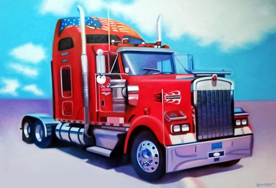 Frank Karper Signed "Classic Kenworth" 34x49 Original Acrylic Painting on Canvas (PA LOA) at PristineAuction.com Frank Karper Signed "Classic Kenworth" 34x49 Original Acrylic Painting on Canvas (PA LOA) at PristineAuction.com