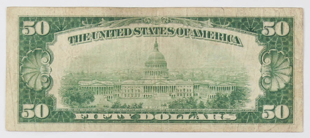 1929 $50 Fifty Dollars U.S. National Currency Bank Note with Brown Seal (First Wayne National Bank of Detroit, Michigan) at PristineAuction.com 1929 $50 Fifty Dollars U.S. National Currency Bank Note with Brown Seal (First Wayne National Bank of Detroit, Michigan) at PristineAuction.com