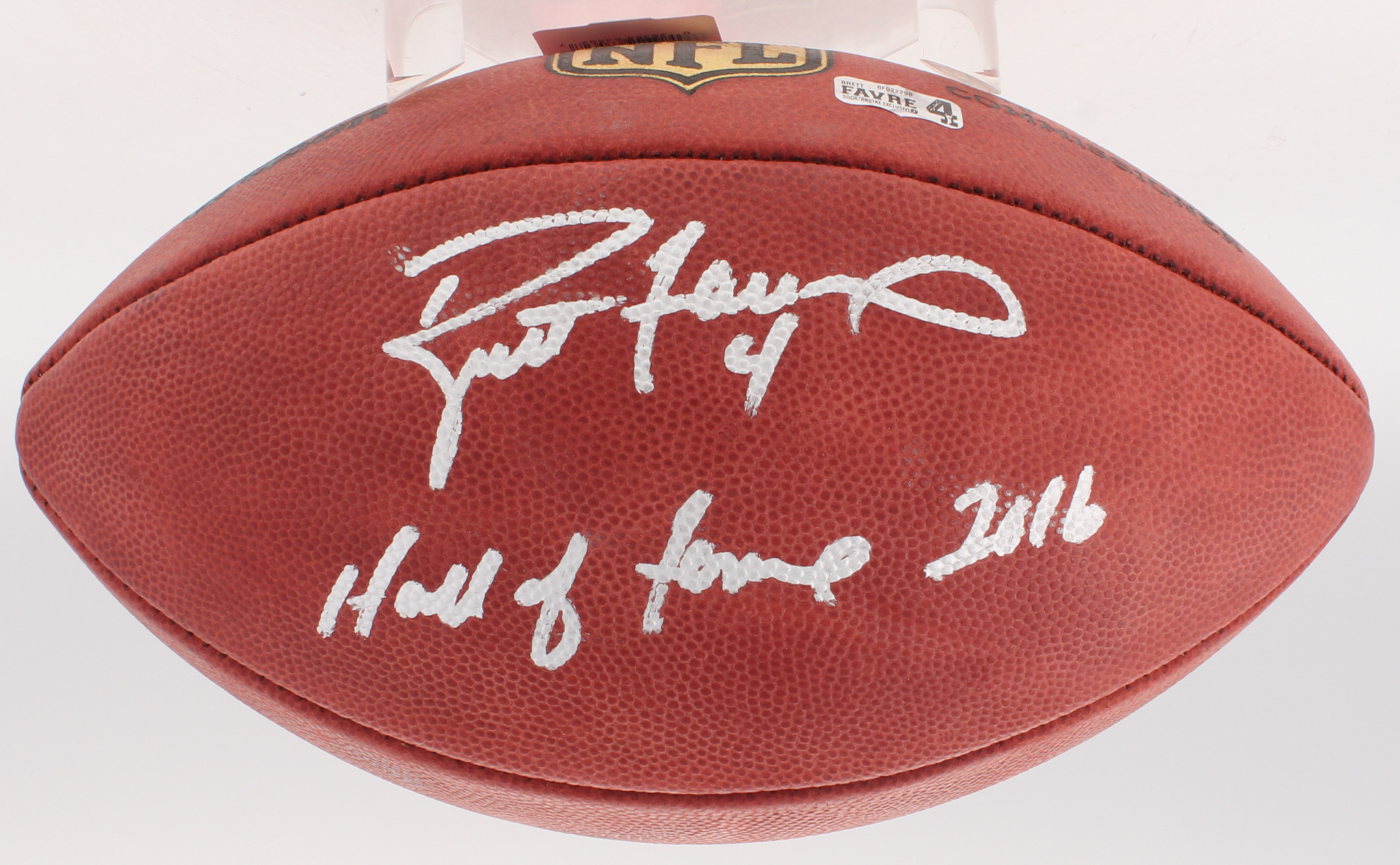 Brett Favre Signed Wilson "The Duke" Official NFL Game Ball Inscribed "Hall of Fame 2016" (Radtke COA) at PristineAuction.com Brett Favre Signed Wilson "The Duke" Official NFL Game Ball Inscribed "Hall of Fame 2016" (Radtke COA) at PristineAuction.com