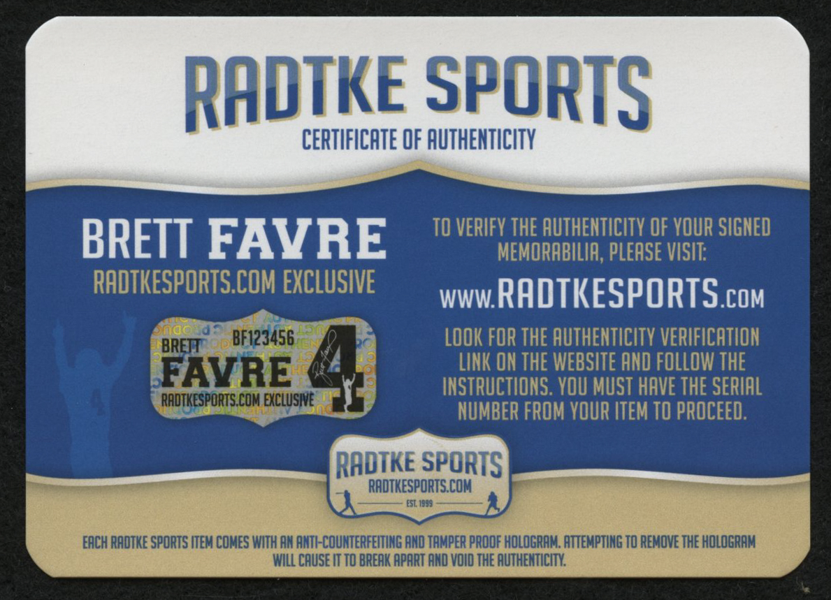 Brett Favre Signed Wilson "The Duke" Official NFL Game Ball Inscribed "Hall of Fame 2016" (Radtke COA) at PristineAuction.com Brett Favre Signed Wilson "The Duke" Official NFL Game Ball Inscribed "Hall of Fame 2016" (Radtke COA) at PristineAuction.com