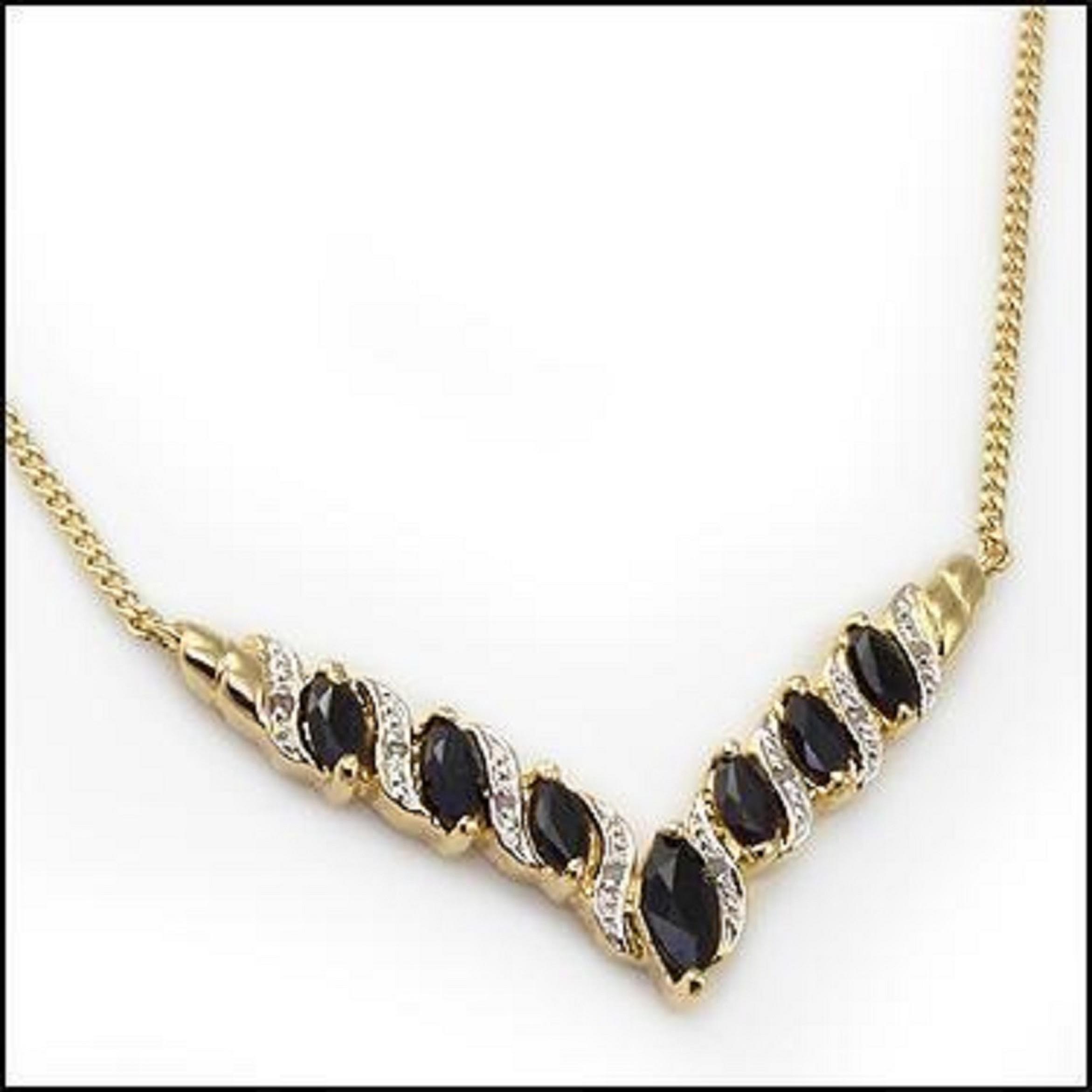 2.83 (CTW) Black Sapphire & Diamond 18K Gold Plated Designer Necklace, 19 in | Estimated Value $1,689 (AMG) at PristineAuction.com 2.83 (CTW) Black Sapphire & Diamond 18K Gold Plated Designer Necklace, 19 in | Estimated Value $1,689 (AMG) at PristineAuction.com