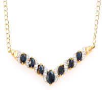 2.83 (CTW) Black Sapphire & Diamond 18K Gold Plated Designer Necklace, 19 in | Estimated Value $1,689 (AMG) at PristineAuction.com