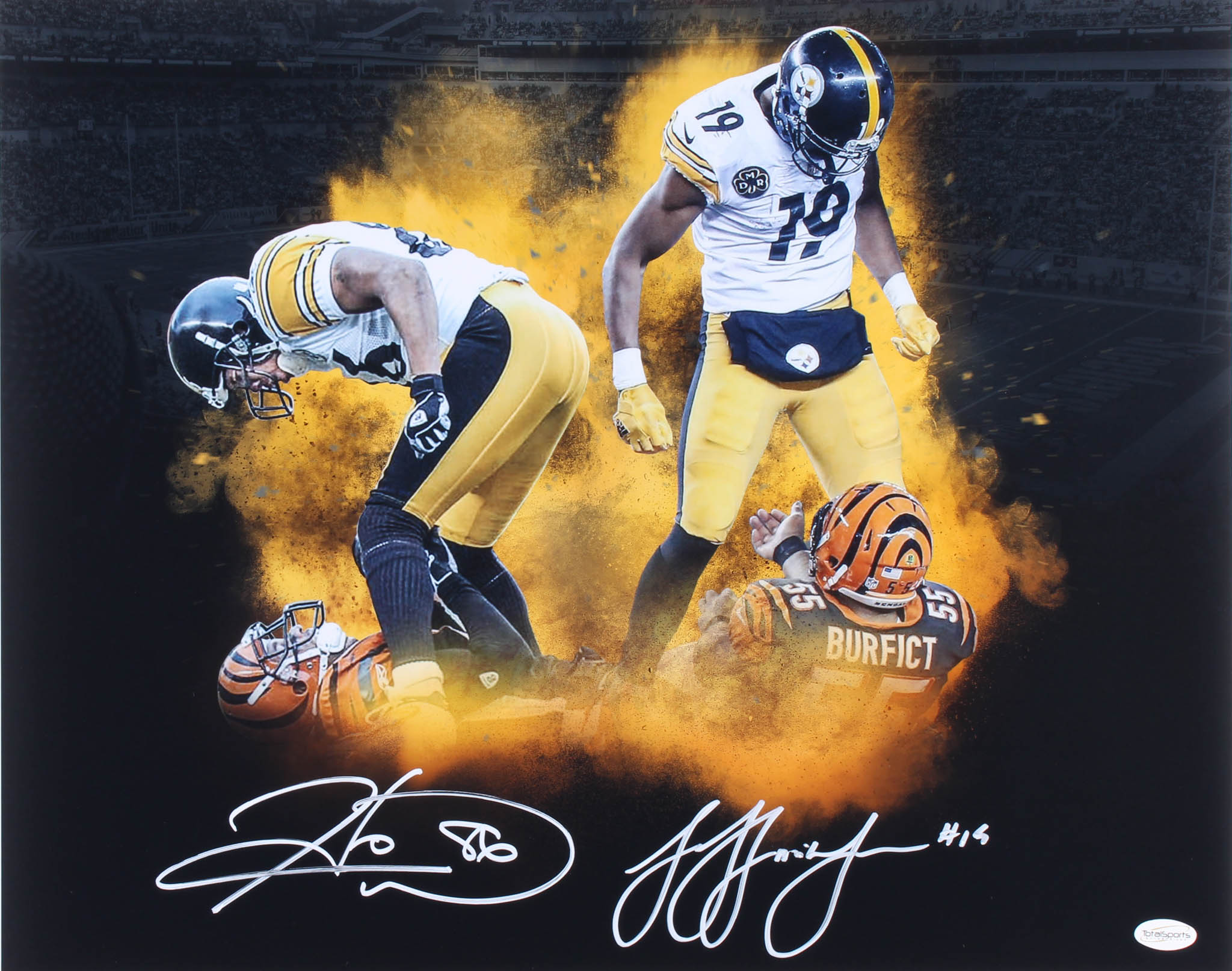 Hines Ward & JuJu Smith-Schuster Signed Pittsburgh Steelers 16x20 Photo (TSE COA) at PristineAuction.com Hines Ward & JuJu Smith-Schuster Signed Pittsburgh Steelers 16x20 Photo (TSE COA) at PristineAuction.com