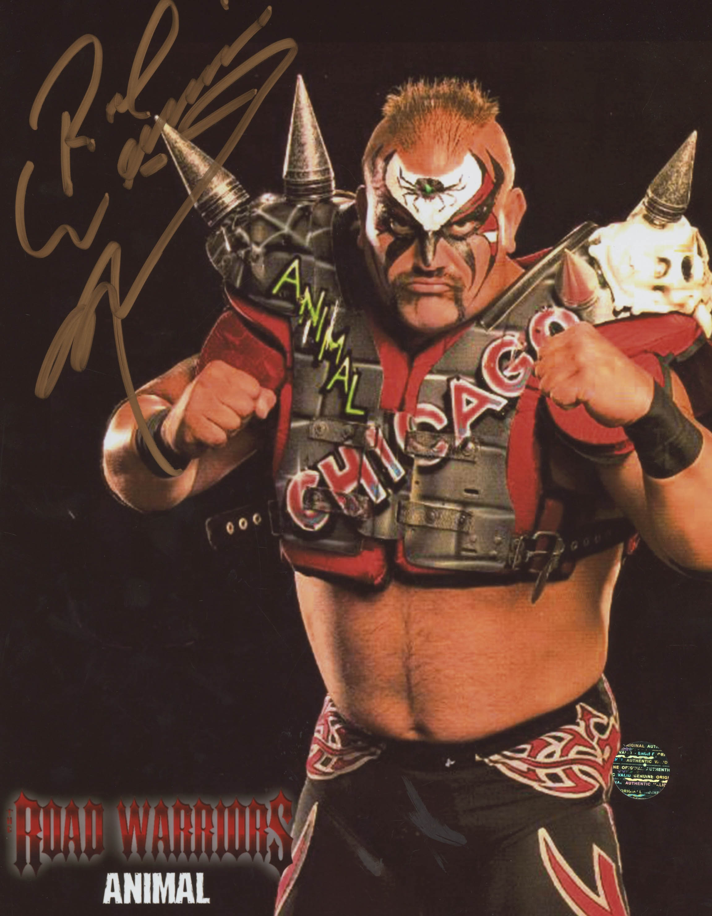 Joe "Road Warrior Animal" Laurinaitis Signed WWE 8x10 Photo (Legends COA) at PristineAuction.com Joe "Road Warrior Animal" Laurinaitis Signed WWE 8x10 Photo (Legends COA) at PristineAuction.com