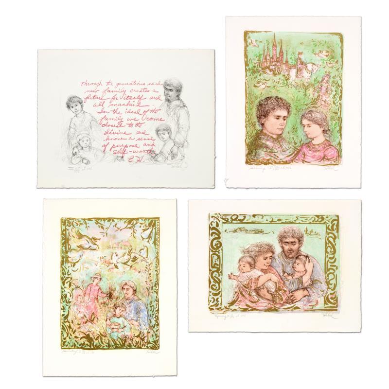 "The Family Suite Edition I" LE Set of (4) 12x16 Lithographs by Edna Hibel (Artova) at PristineAuction.com "The Family Suite Edition I" LE Set of (4) 12x16 Lithographs by Edna Hibel (Artova) at PristineAuction.com