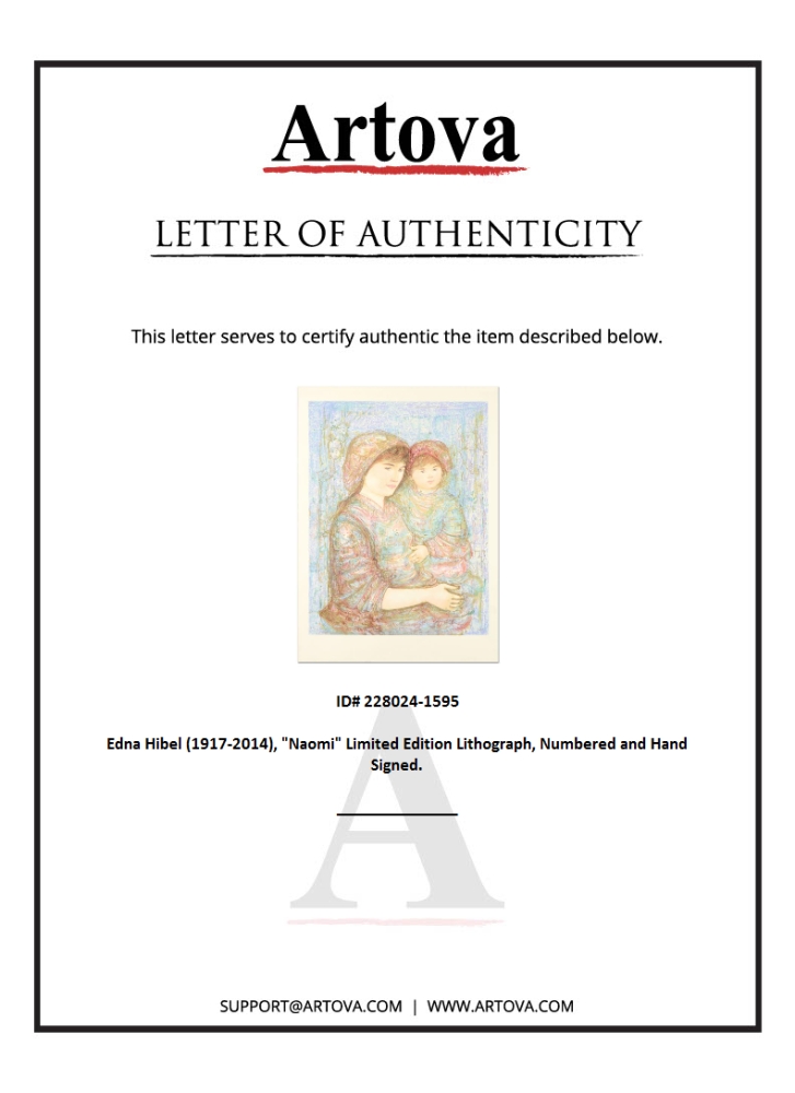 "Naomi" LE 29x41 Lithograph on Paper by Edna Hibel (Artova) at PristineAuction.com "Naomi" LE 29x41 Lithograph on Paper by Edna Hibel (Artova) at PristineAuction.com