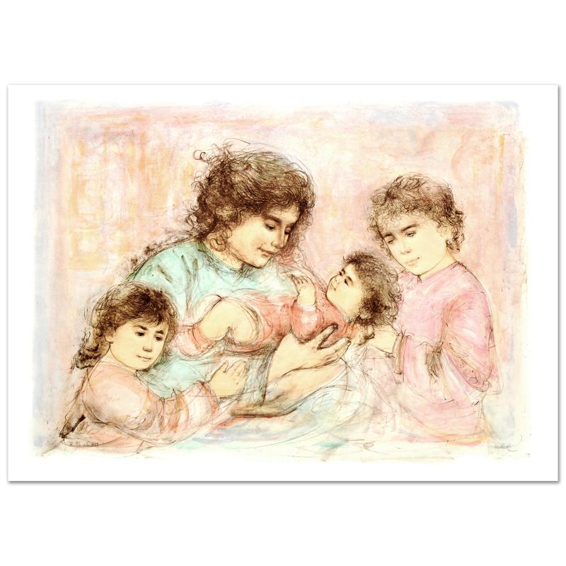 "Marilyn and Children" LE 30x41 Lithograph by Edna Hibel (Artova) at PristineAuction.com "Marilyn and Children" LE 30x41 Lithograph by Edna Hibel (Artova) at PristineAuction.com