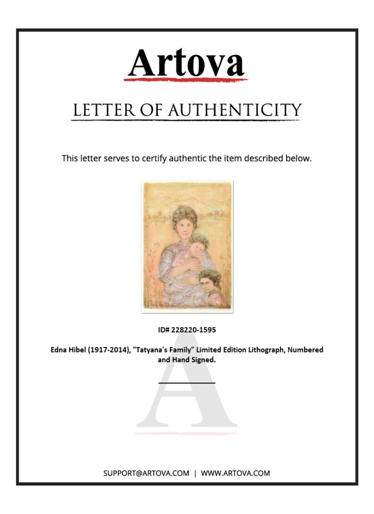 "Tatyana's Family" LE 29x41 Lithograph on Paper by Edna Hibel (Artova) at PristineAuction.com "Tatyana's Family" LE 29x41 Lithograph on Paper by Edna Hibel (Artova) at PristineAuction.com