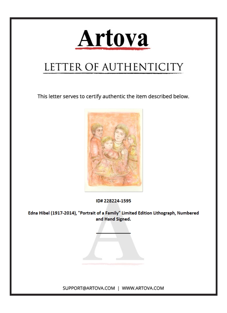 "Portrait of a Family" LE 31x45 Lithograph by Edna Hibel (Artova) (Disclaimer) at PristineAuction.com "Portrait of a Family" LE 31x45 Lithograph by Edna Hibel (Artova) (Disclaimer) at PristineAuction.com