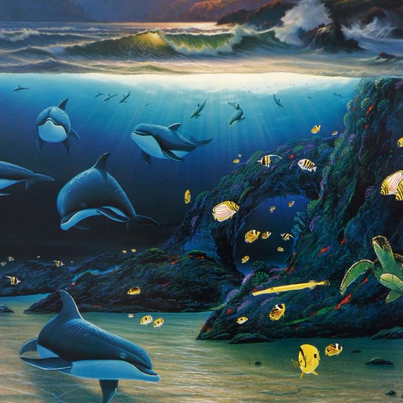"Moonlit Waters" LE 19x19 Lithograph by Wyland (PA) at PristineAuction.com "Moonlit Waters" LE 19x19 Lithograph by Wyland (PA) at PristineAuction.com