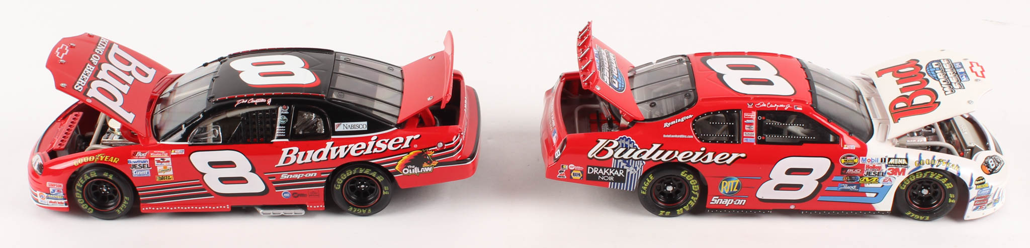 Lot of (2) Dale Earnhardt Jr. LE 1:24 Scale Die Cast Cars with (1) #8 Budweiser / MLB World Series 2004 Monte Carlo & (1) #8 Budweiser 1999 Monte Carlo at PristineAuction.com Lot of (2) Dale Earnhardt Jr. LE 1:24 Scale Die Cast Cars with (1) #8 Budweiser / MLB World Series 2004 Monte Carlo & (1) #8 Budweiser 1999 Monte Carlo at PristineAuction.com