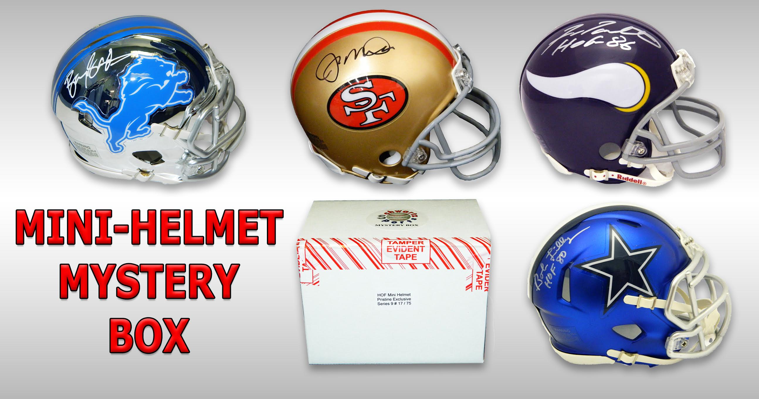 Schwartz Sports Football Hall of Famer Signed Mini Helmet Mystery Box - Series 9 (Limited to 75) at PristineAuction.com Schwartz Sports Football Hall of Famer Signed Mini Helmet Mystery Box - Series 9 (Limited to 75) at PristineAuction.com
