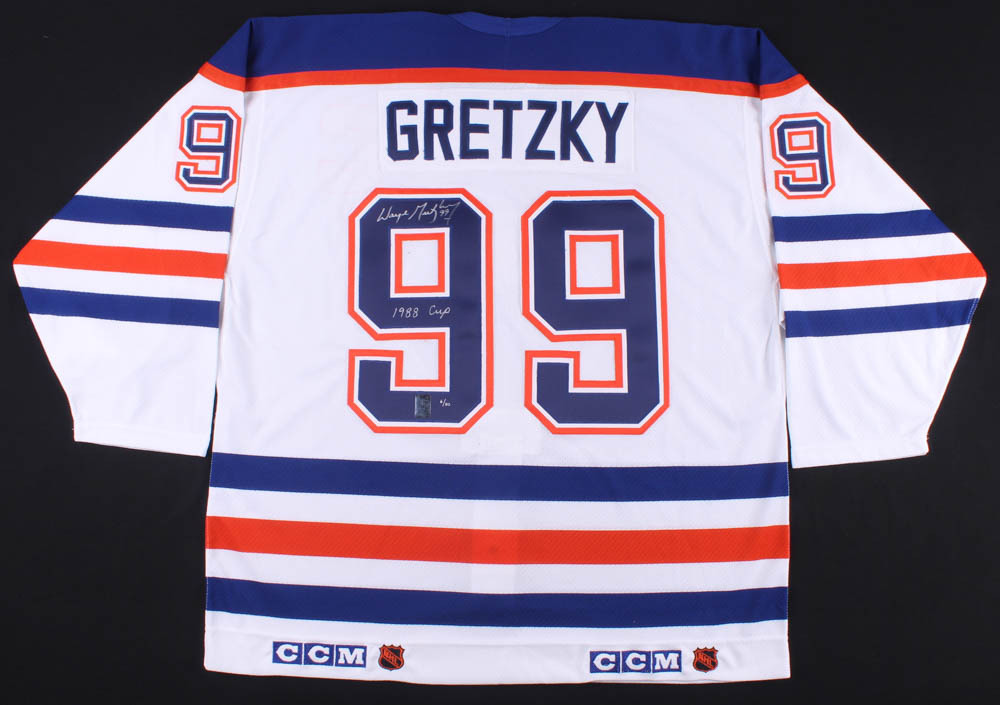 Set of (4) Wayne Gretzky Signed LE Oilers CCM Jerseys with Cup Championship Inscriptions - One Inscribed from Each Championship #/50 (Gretzky COA) at PristineAuction.com Set of (4) Wayne Gretzky Signed LE Oilers CCM Jerseys with Cup Championship Inscriptions - One Inscribed from Each Championship #/50 (Gretzky COA) at PristineAuction.com