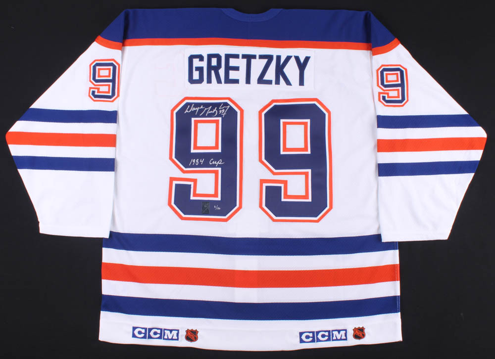 Set of (4) Wayne Gretzky Signed LE Oilers CCM Jerseys with Cup Championship Inscriptions - One Inscribed from Each Championship #/50 (Gretzky COA) at PristineAuction.com Set of (4) Wayne Gretzky Signed LE Oilers CCM Jerseys with Cup Championship Inscriptions - One Inscribed from Each Championship #/50 (Gretzky COA) at PristineAuction.com