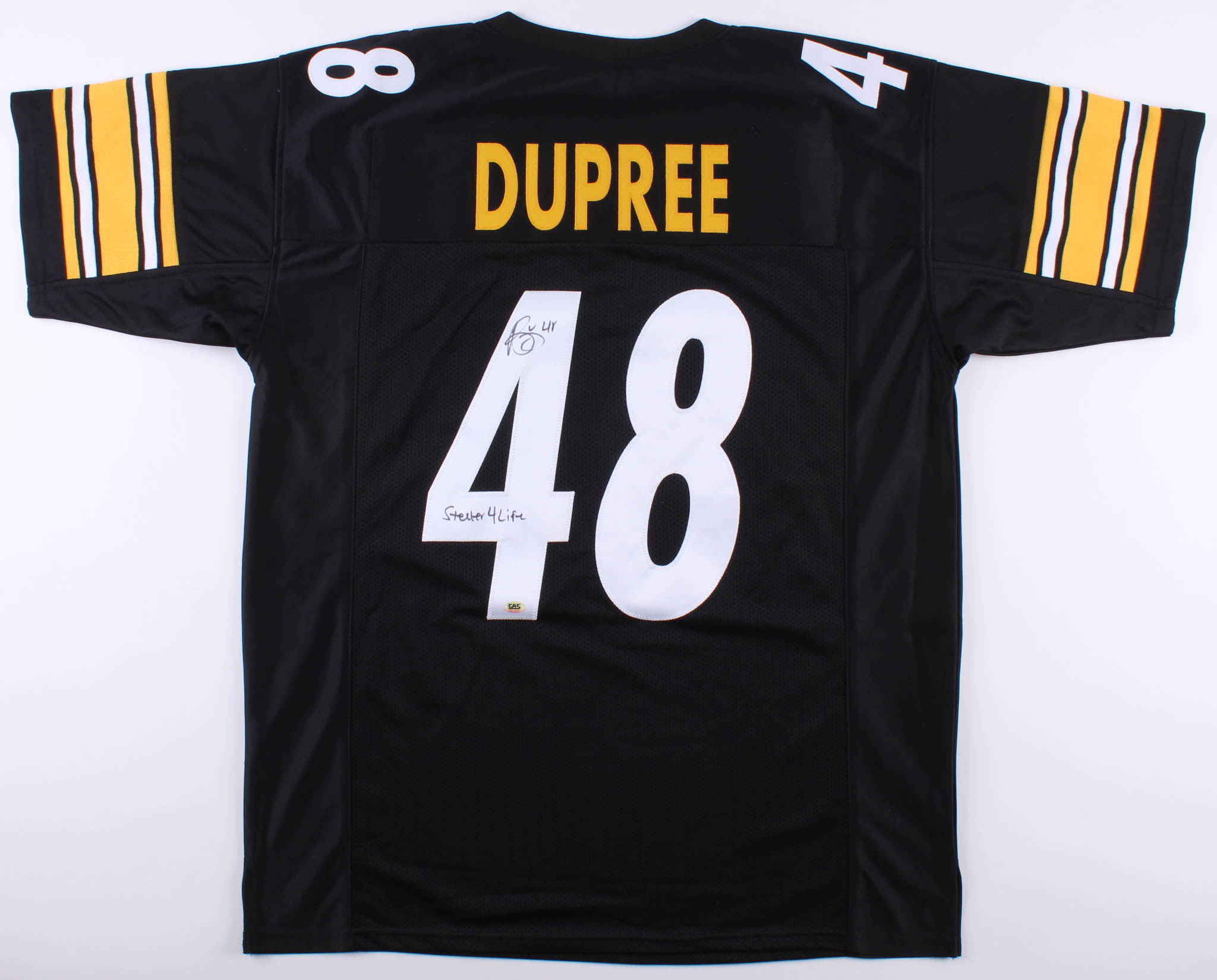 Bud Dupree Signed Pittsburgh Steelers Jersey Inscribed "Steeler 4 Life" (CAS Hologram) at PristineAuction.com Bud Dupree Signed Pittsburgh Steelers Jersey Inscribed "Steeler 4 Life" (CAS Hologram) at PristineAuction.com