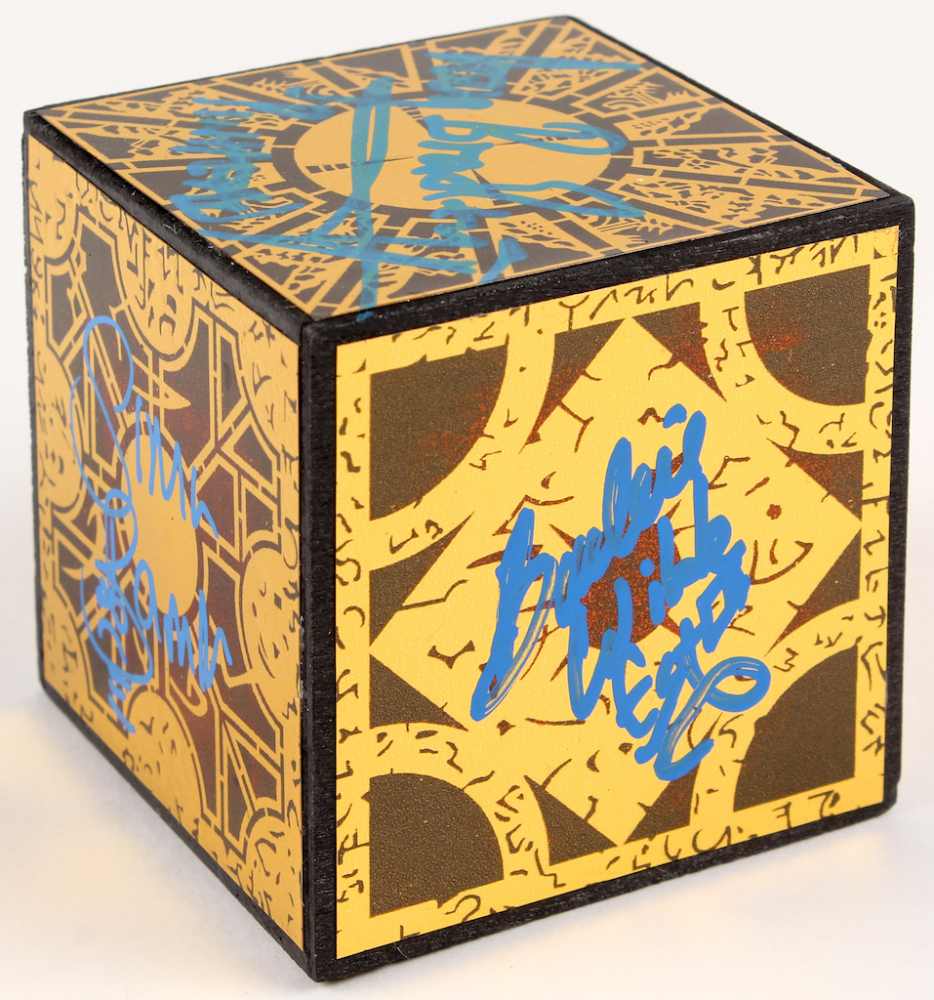"Hellraiser" PuzzleBox Cube Prop Signed by (4) with Doug Bradley, Nicholas Vince, Simon Bamford