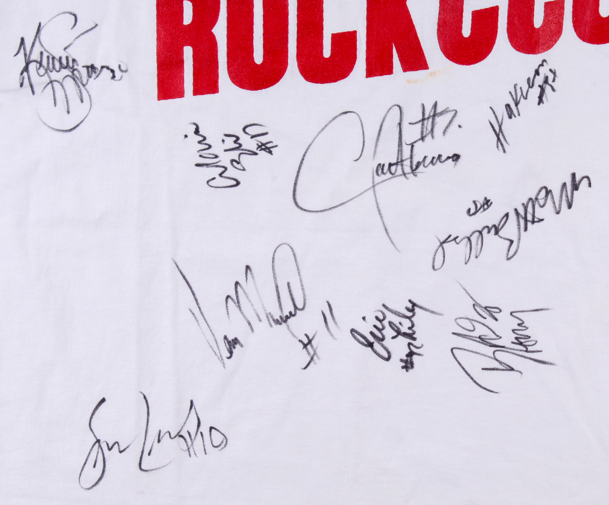 1993 Houston Rockets T-Shirt Team-Signed by (12) with Hakeem Olajuwon, Robert Horry, Sam Cassell, Vernon Maxwell, Kenny Smith, Otis Thorpe (JSA ALOA) at PristineAuction.com 1993 Houston Rockets T-Shirt Team-Signed by (12) with Hakeem Olajuwon, Robert Horry, Sam Cassell, Vernon Maxwell, Kenny Smith, Otis Thorpe (JSA ALOA) at PristineAuction.com