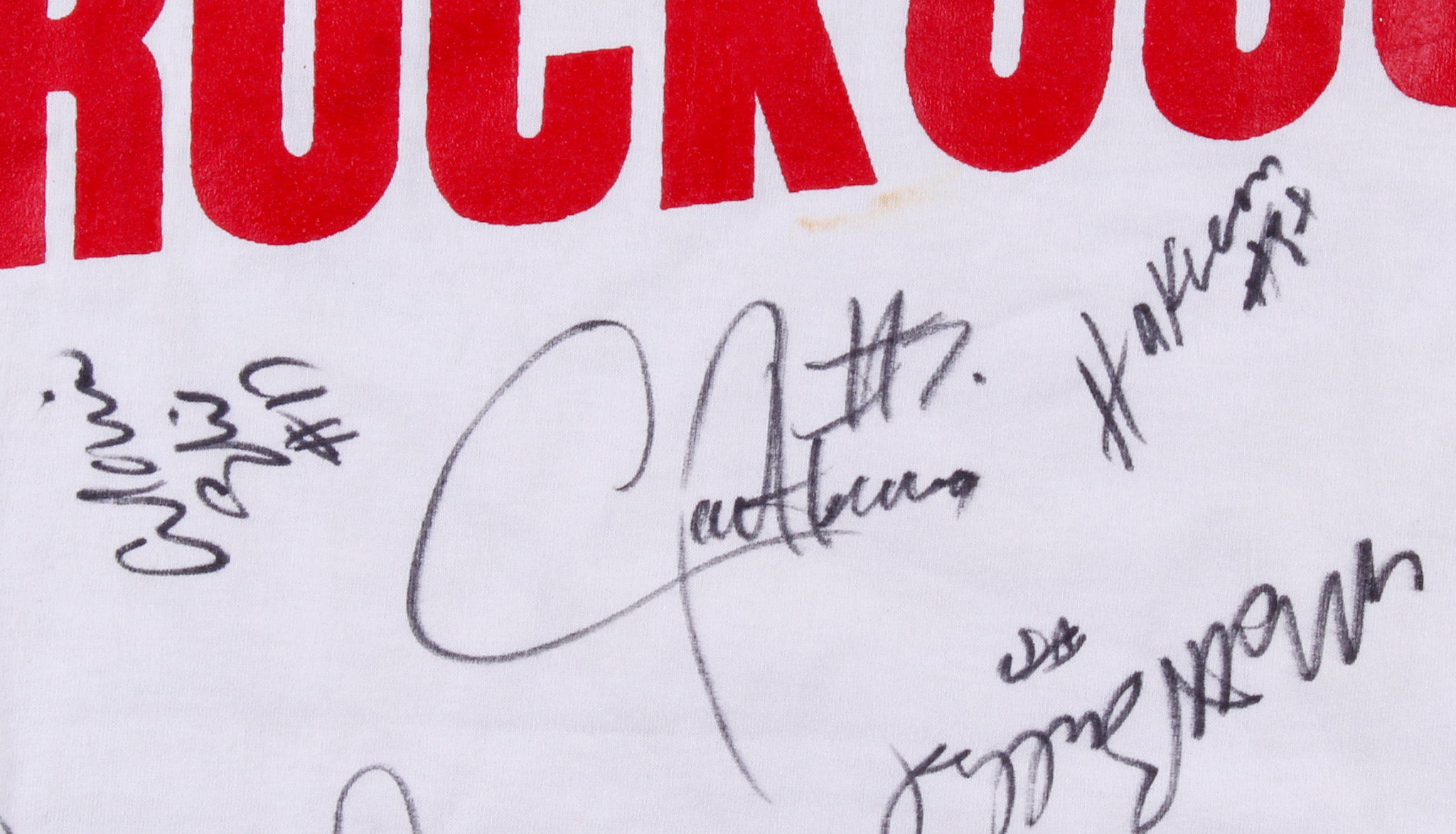 1993 Houston Rockets T-Shirt Team-Signed by (12) with Hakeem Olajuwon, Robert Horry, Sam Cassell, Vernon Maxwell, Kenny Smith, Otis Thorpe (JSA ALOA) at PristineAuction.com 1993 Houston Rockets T-Shirt Team-Signed by (12) with Hakeem Olajuwon, Robert Horry, Sam Cassell, Vernon Maxwell, Kenny Smith, Otis Thorpe (JSA ALOA) at PristineAuction.com