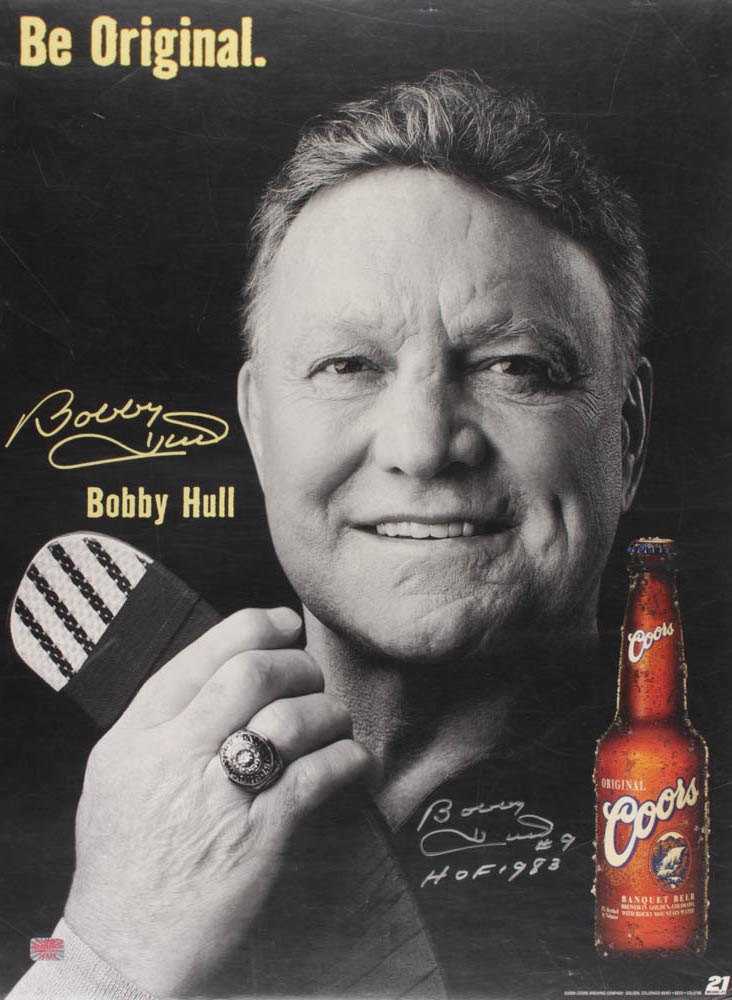 Bobby Hull Signed Chicago Blackhawks 20x27 Poster Inscribed "HOF 1983