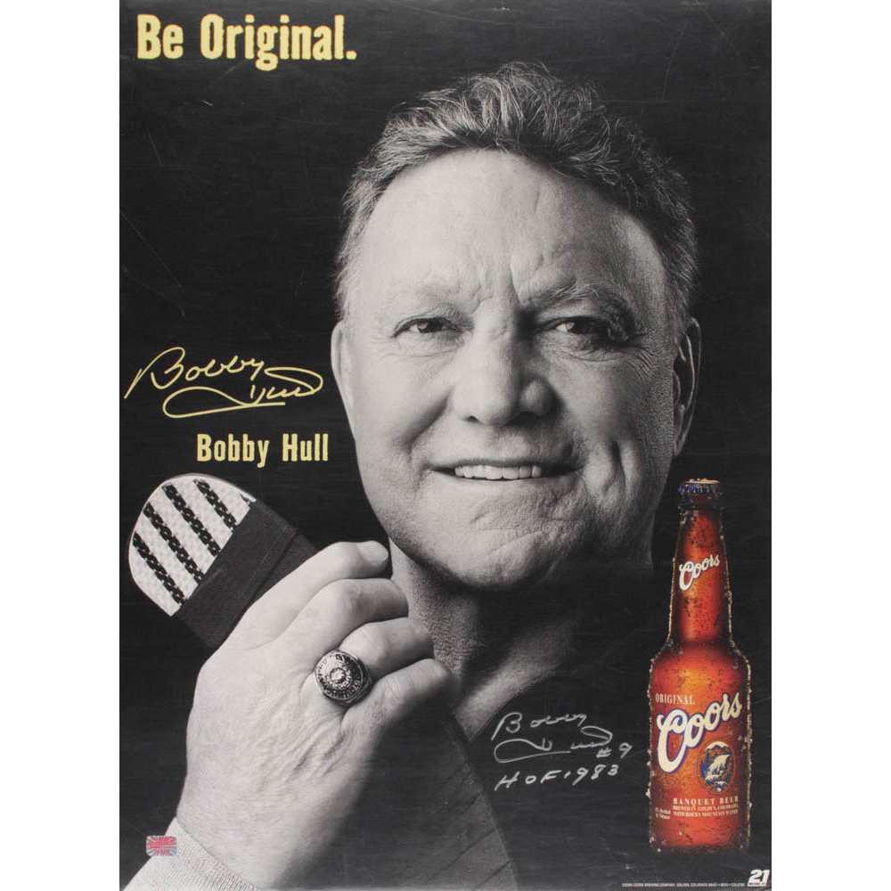 Bobby Hull Signed Chicago Blackhawks 20x27 Poster Inscribed "HOF 1983