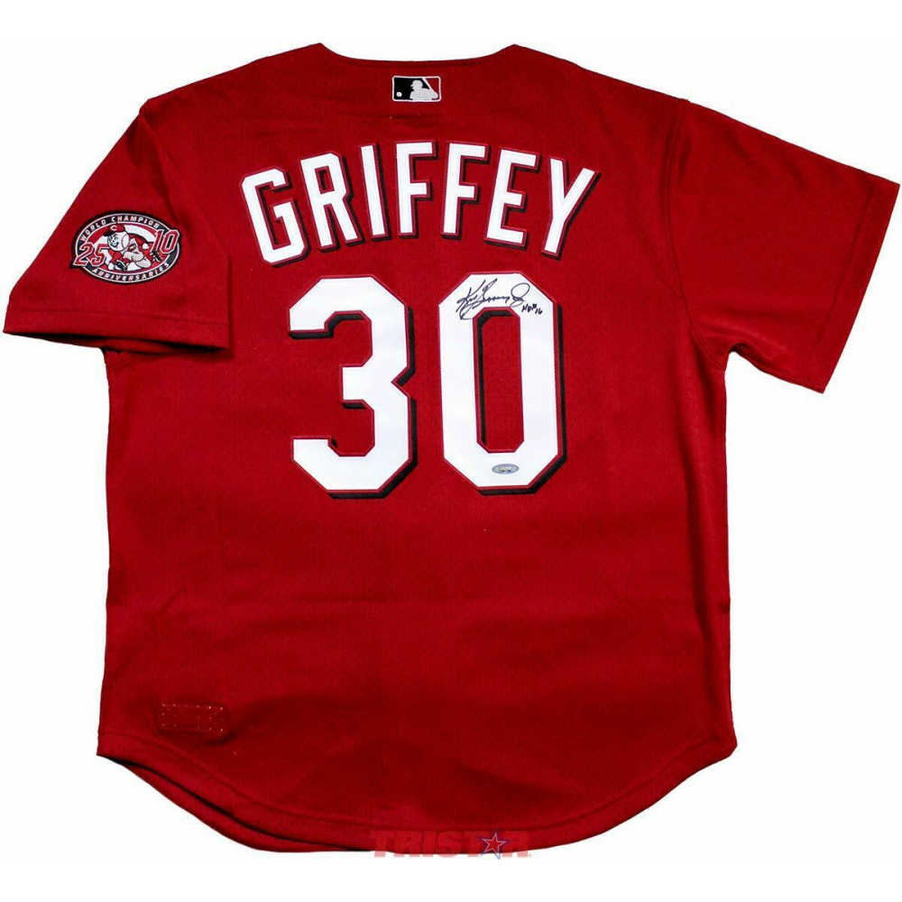 Ken Griffey Jr. Signed Cincinnati Reds Mitchell & Ness Throwback Jersey Inscribed 
