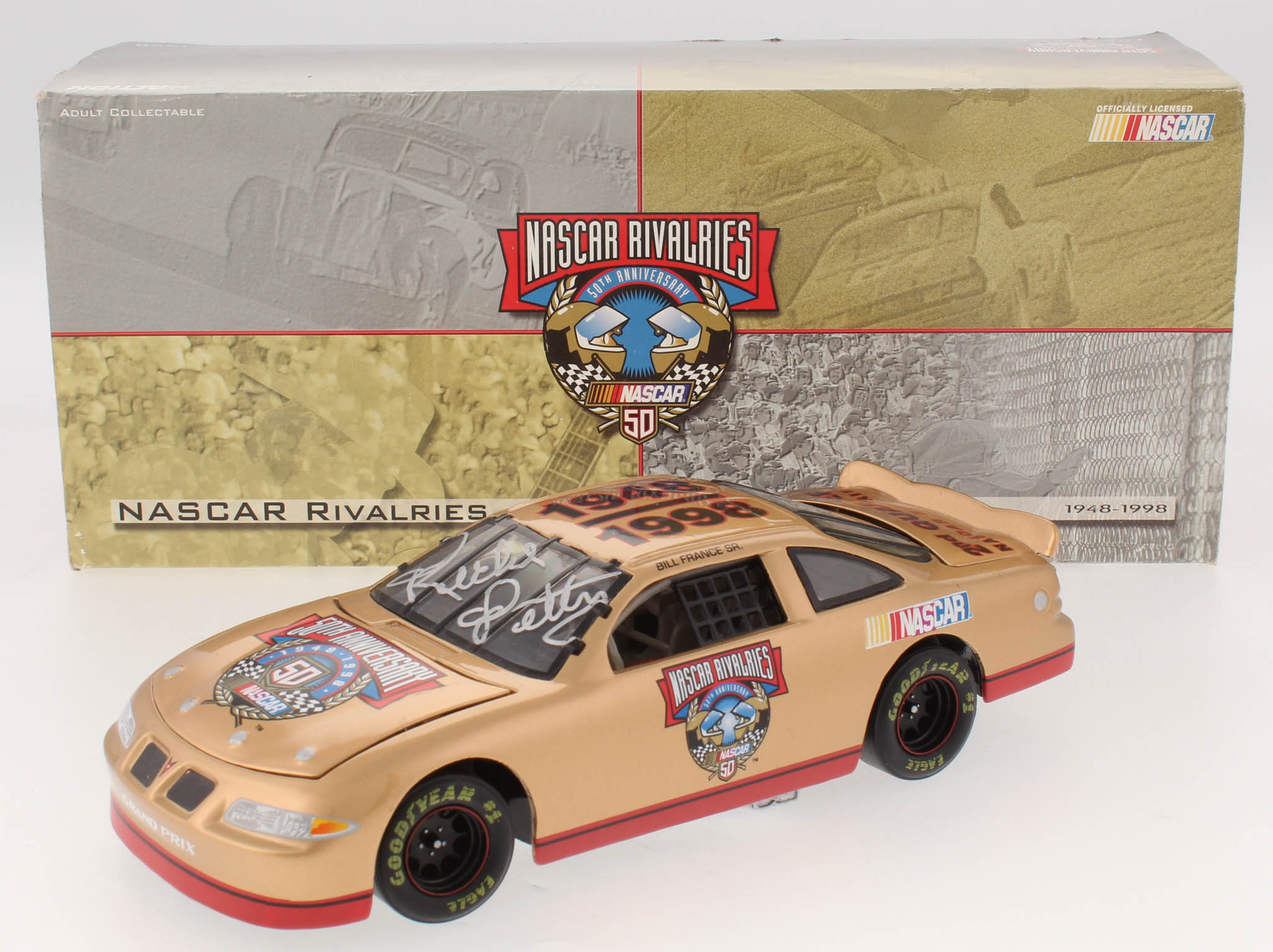 Richard Petty Signed LE 1948-1998 50th Anniversary / Pontiac Grand Prix Elite 1:24 Scale Die Cast Car with NASCAR 50th Anniversay Coin (Beckett COA) at PristineAuction.com Richard Petty Signed LE 1948-1998 50th Anniversary / Pontiac Grand Prix Elite 1:24 Scale Die Cast Car with NASCAR 50th Anniversay Coin (Beckett COA) at PristineAuction.com