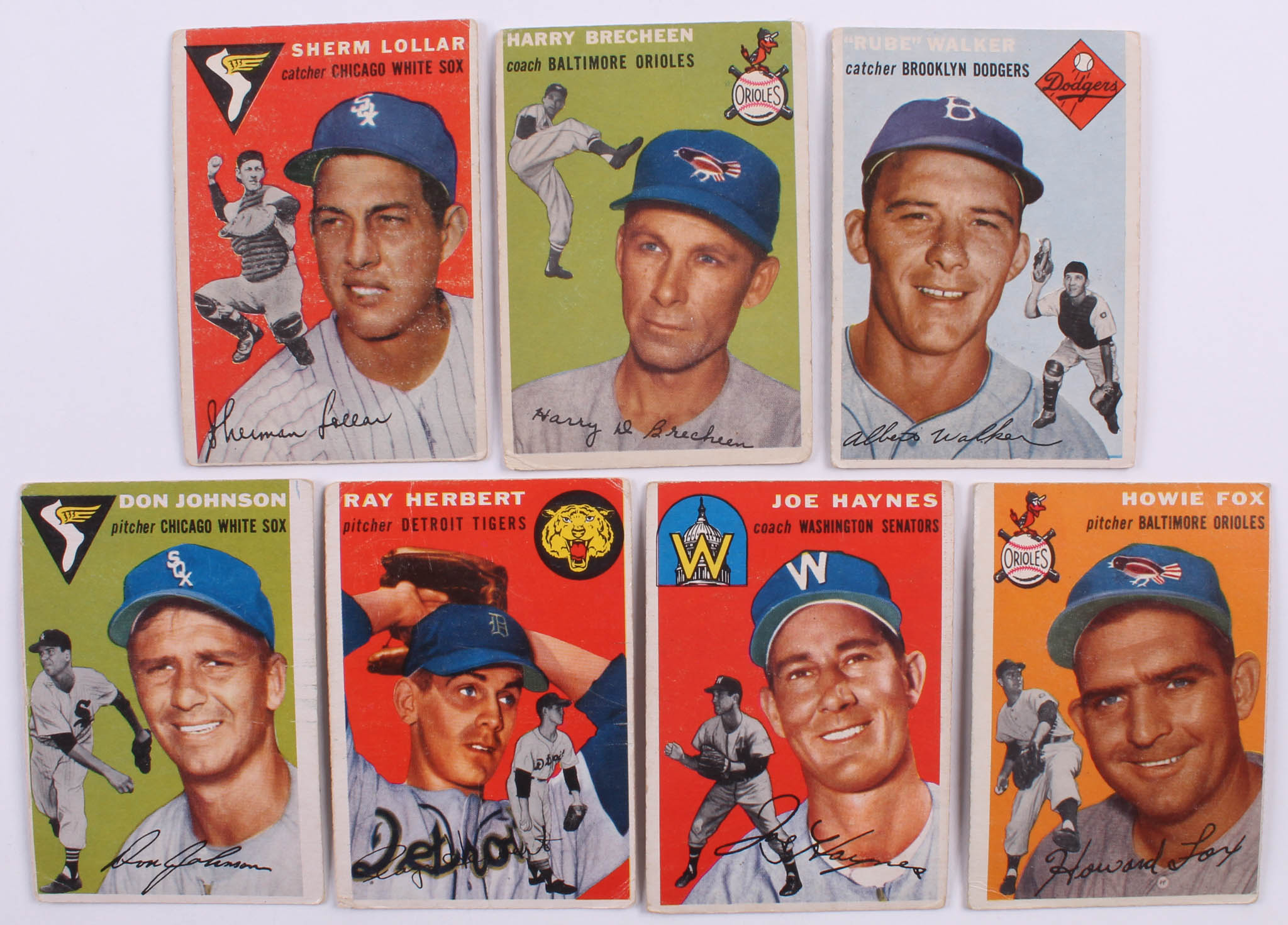 Lot of (7) 1954 Topps Baseball Cards with #39 Sherm Lollar, #203 Harry Brecheen, #153 Al Walker, #246 Howie Fox, #190 Ray Herbert RC at PristineAuction.com Lot of (7) 1954 Topps Baseball Cards with #39 Sherm Lollar, #203 Harry Brecheen, #153 Al Walker, #246 Howie Fox, #190 Ray Herbert RC at PristineAuction.com