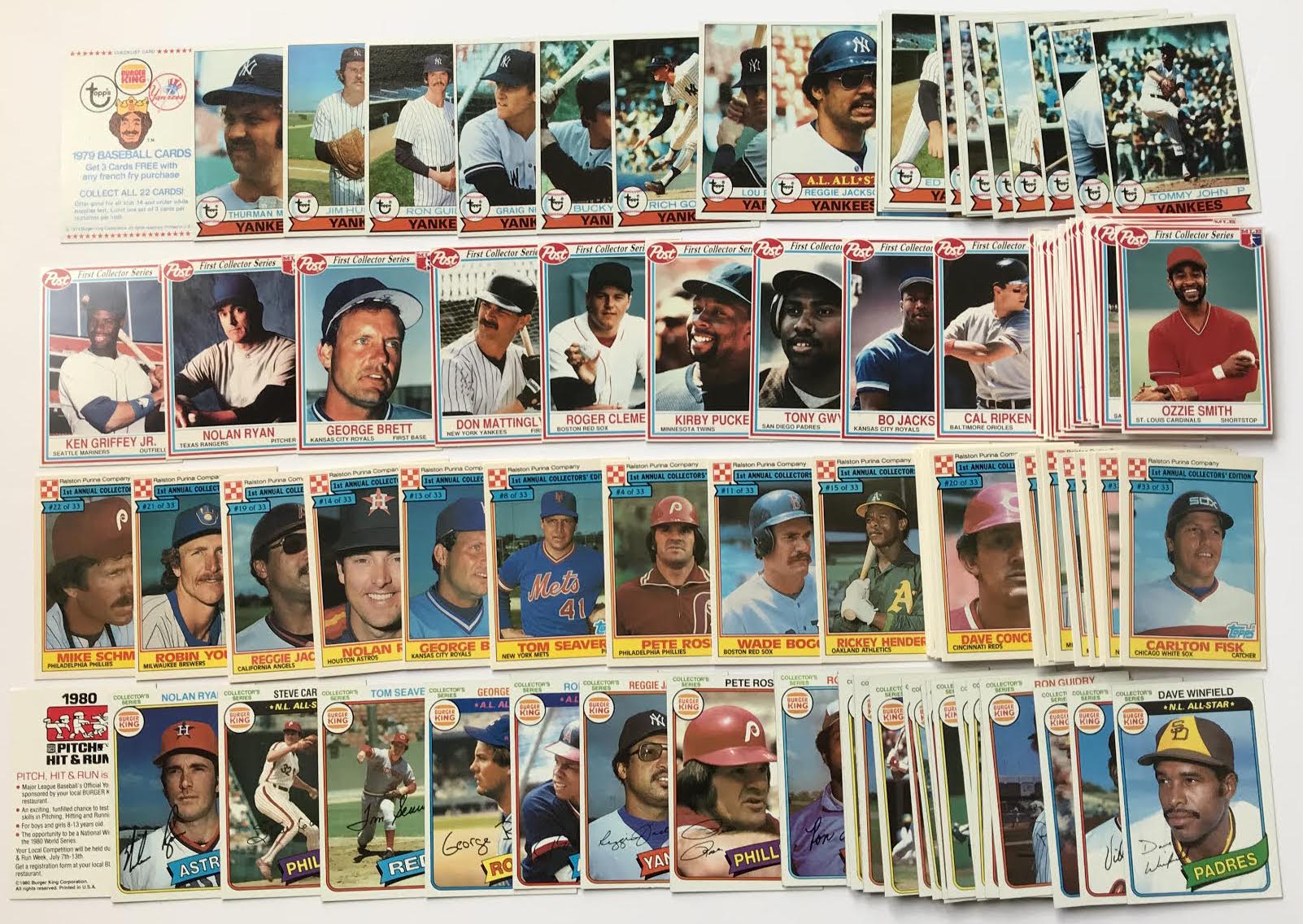 Lot of (16) Complete Regional Sets with (22) 1979 Topps NYY Burger King, (30) 1990 Post Cereal Set with Ken Griffey Jr., (22) 1979 Topps Phillies Burger King at PristineAuction.com Lot of (16) Complete Regional Sets with (22) 1979 Topps NYY Burger King, (30) 1990 Post Cereal Set with Ken Griffey Jr., (22) 1979 Topps Phillies Burger King at PristineAuction.com