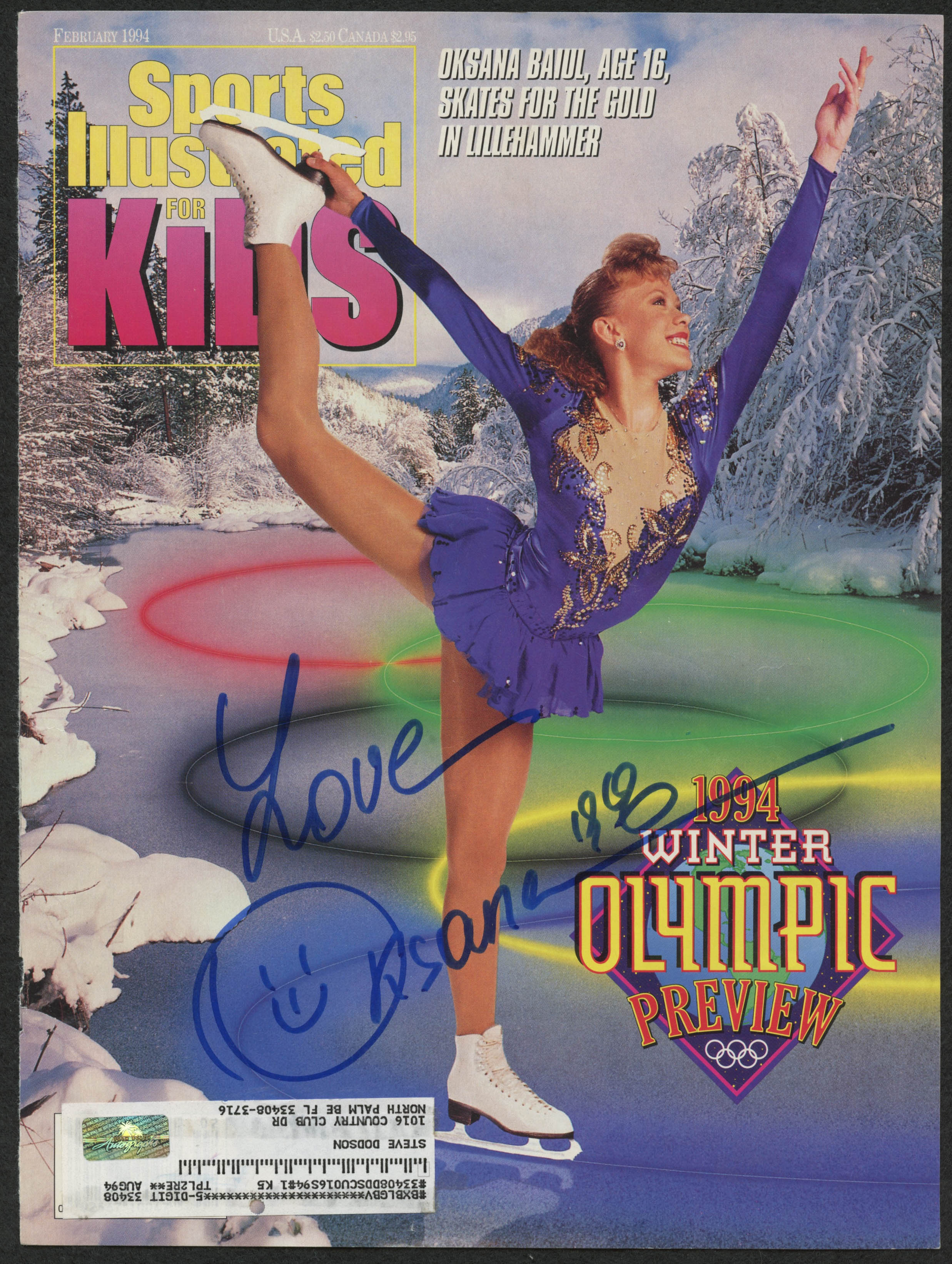 Oksana Baiul Signed 8x10 Sports Illustrated Magazine Page (Palm Beach ...