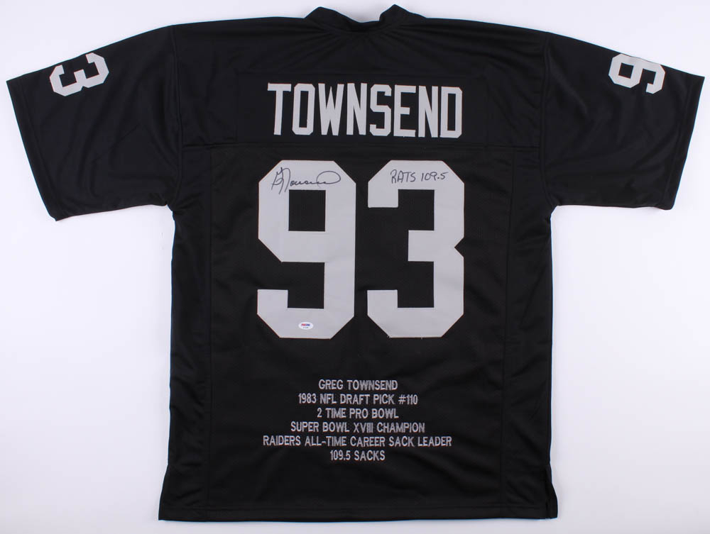 Greg Townsend Signed Los Angeles Raiders Career Highlight Stat Jersey
