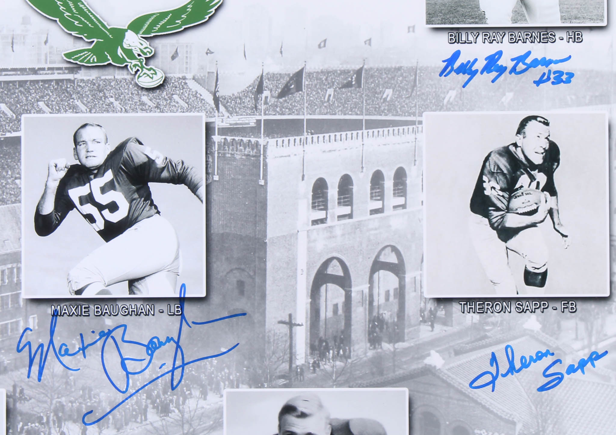 "1960 NFL Champions: Philadelphia Eagles" 21.5x25.5 LE Custom Framed Photo Display Signed by (7) with J. D. Smith, Maxie Baughan, Billy Ray Barnes (JSA COA) at PristineAuction.com "1960 NFL Champions: Philadelphia Eagles" 21.5x25.5 LE Custom Framed Photo Display Signed by (7) with J. D. Smith, Maxie Baughan, Billy Ray Barnes (JSA COA) at PristineAuction.com