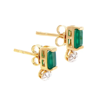 1.13 (CTW) Green Agate & Diamond 18K Gold Plated Designer Earrings | Estimated Value $1,299 (AMG) at PristineAuction.com