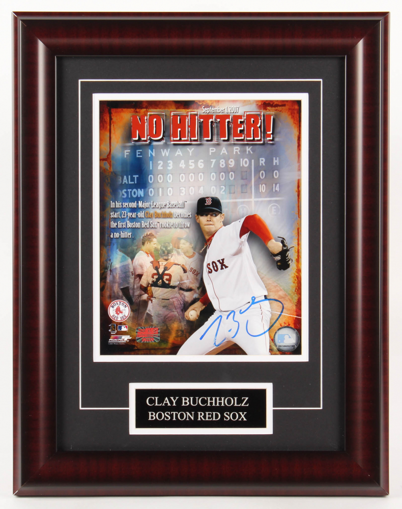 Sports Memorabilia Auction Pristine Clay Buchholz Signed Boston Red Sox 14x18 Custom Framed Photo Display Your Sports Memorabilia Hologram