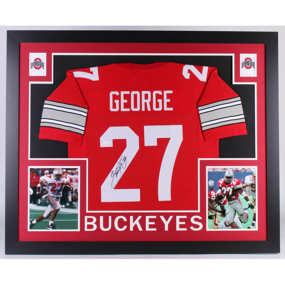 Eddie Signed Ohio State Buckeyes 35x43 Custom Framed Jersey (JSA