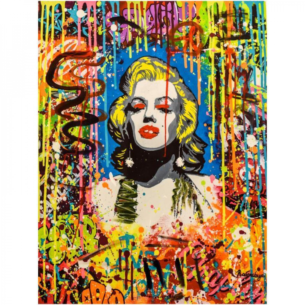 Nastya Rovenskaya Signed "Blonde Bombshell" 30x40 Original Mixed Media ...