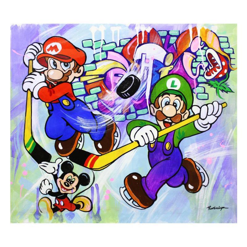 Nastya Rovenskaya Signed "Mario and Luigi Playing Hockey" 24x20 ...