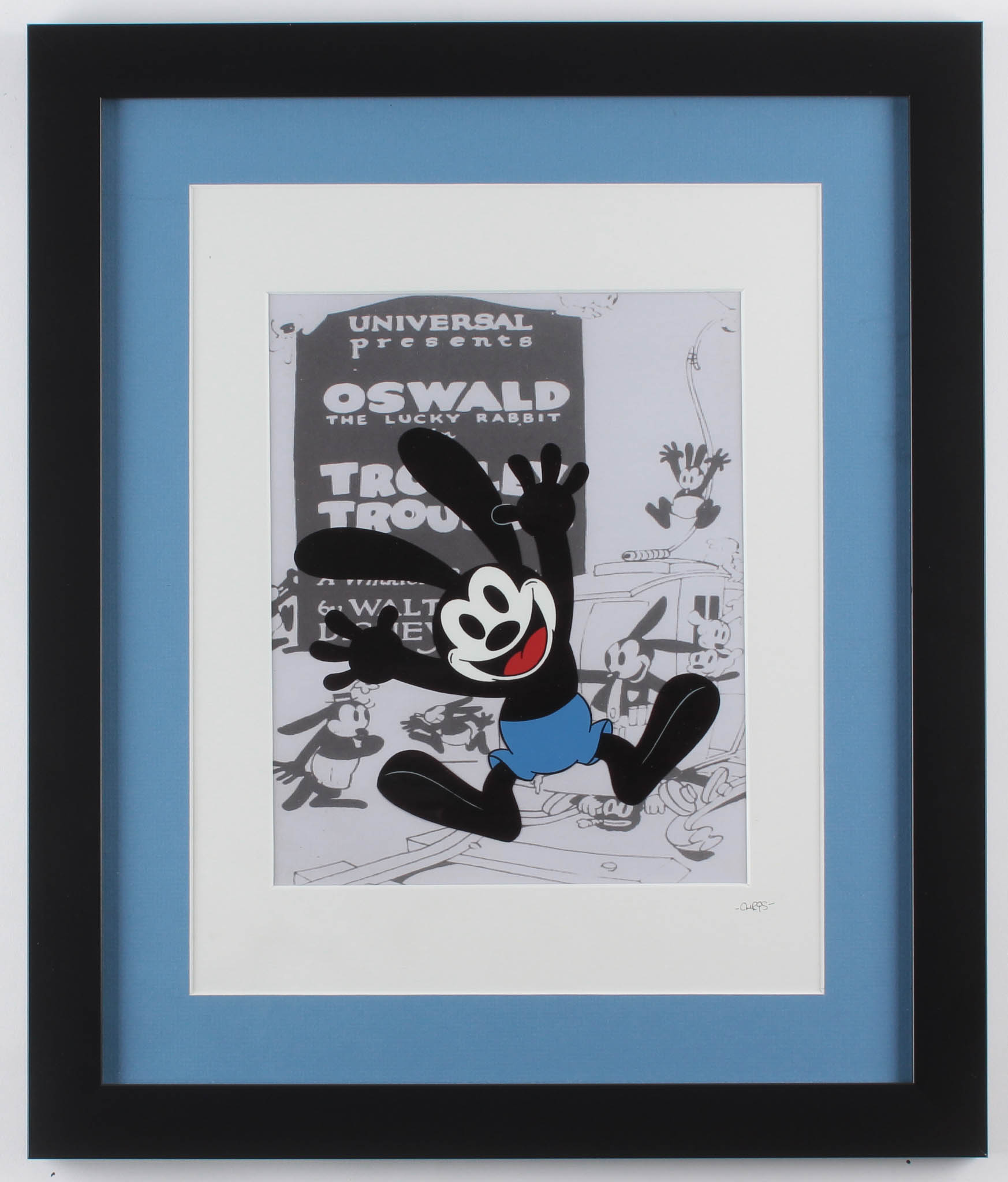 Walt Disney's "Oswald the Lucky Rabbit" 16x19 Custom Framed Hand-Painted Animation Serigraph Display at PristineAuction.com Walt Disney's "Oswald the Lucky Rabbit" 16x19 Custom Framed Hand-Painted Animation Serigraph Display at PristineAuction.com