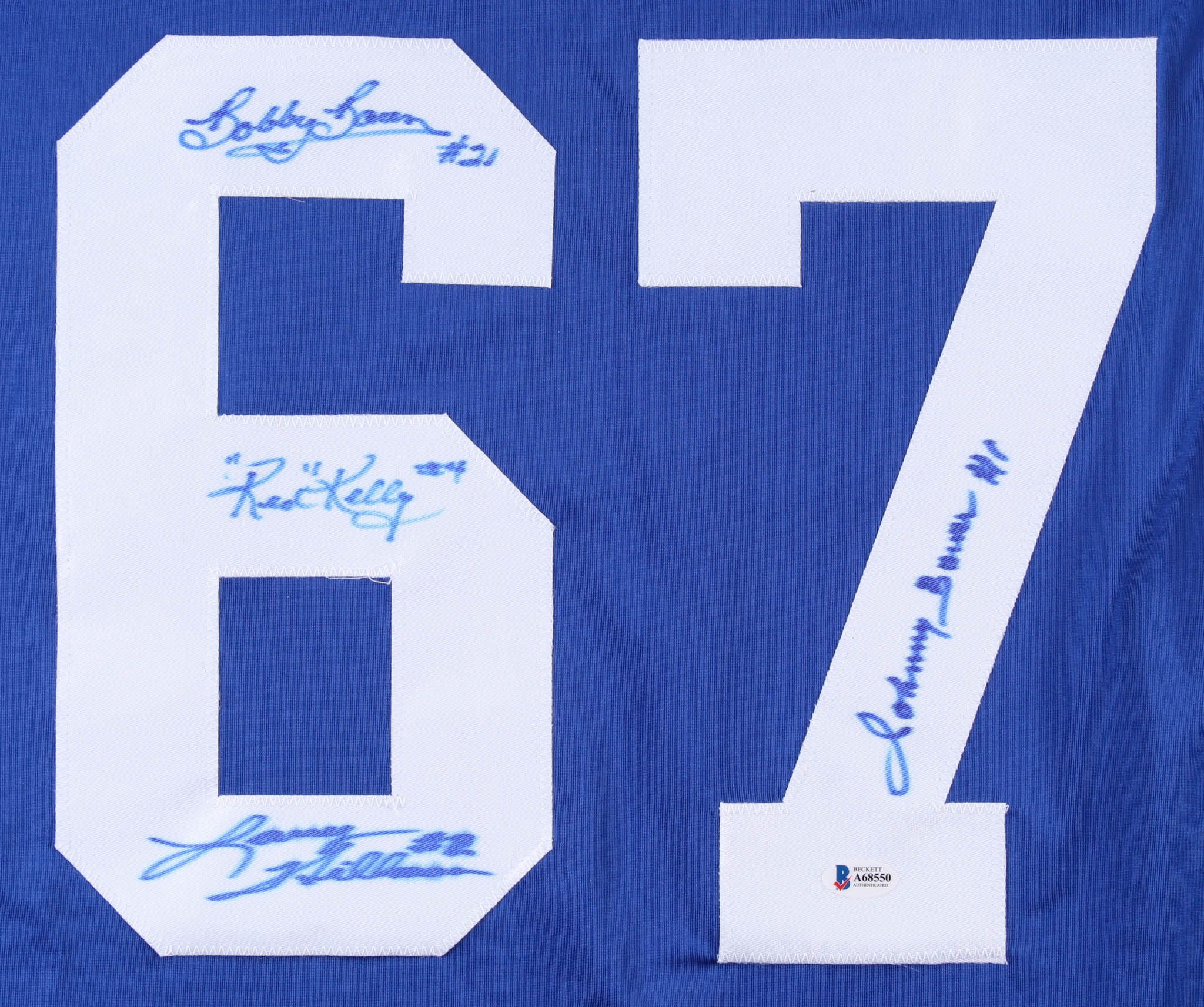 Toronto Maple Leafs "Stanley Cup" Jersey Team-Signed by (4) With Red Kelly, Johnny Bower, Larry Hillman & Bobby Baun (Beckett LOA) at PristineAuction.com Toronto Maple Leafs "Stanley Cup" Jersey Team-Signed by (4) With Red Kelly, Johnny Bower, Larry Hillman & Bobby Baun (Beckett LOA) at PristineAuction.com