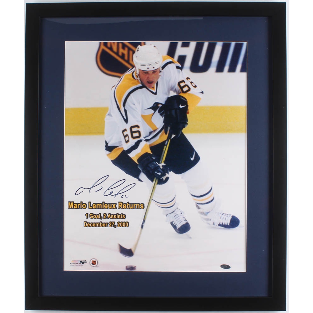Mario Lemieux Signed Pittsburgh Penguins 22x26 Custom Framed Photo