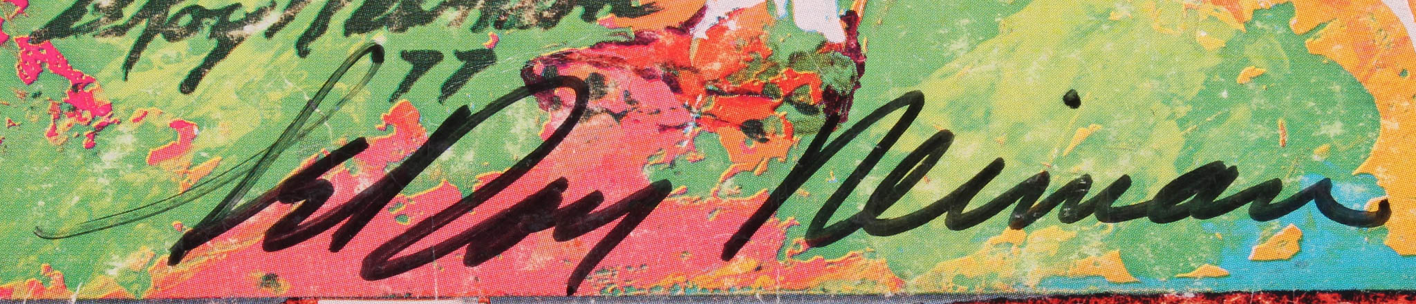 LeRoy Neiman Signed 1977 Jets Yearbook 15x19 Custom Framed Display (PSA COA) at PristineAuction.com LeRoy Neiman Signed 1977 Jets Yearbook 15x19 Custom Framed Display (PSA COA) at PristineAuction.com