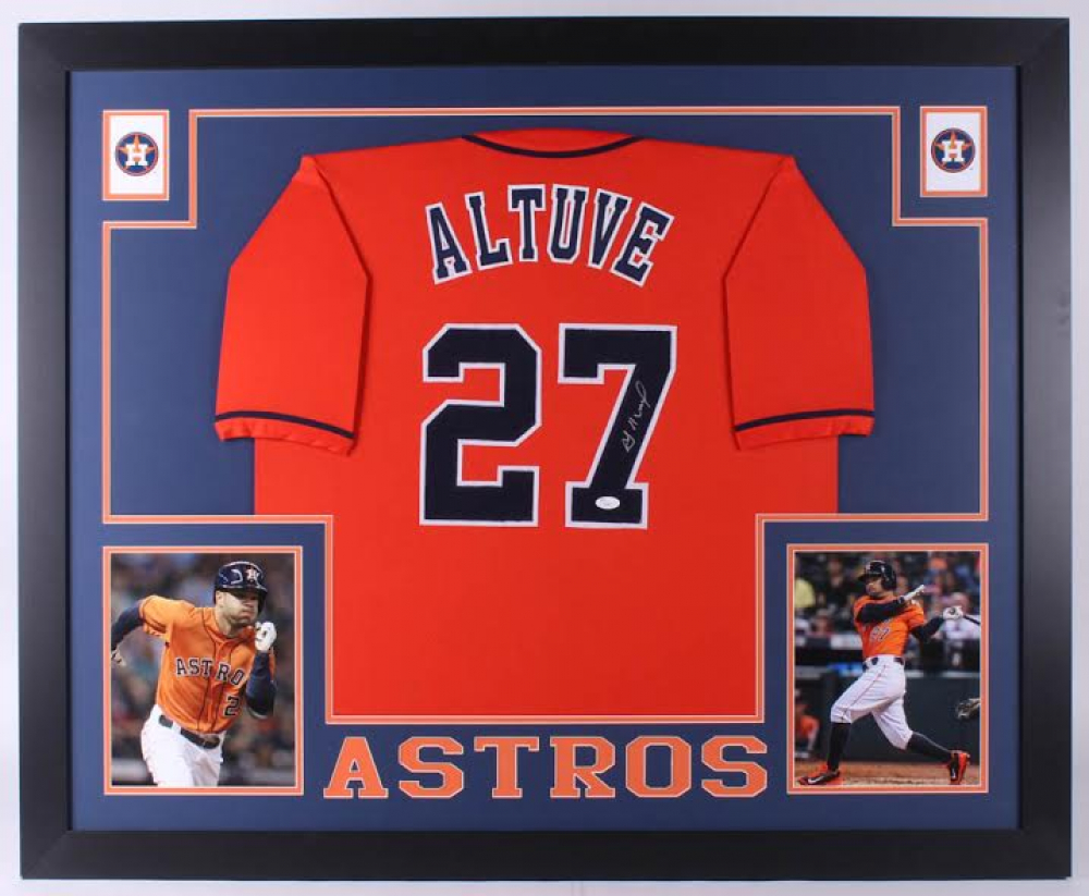Jose Altuve Signed 35x43 Custom Framed Jersey (JSA COA) at PristineAuction.com Jose Altuve Signed 35x43 Custom Framed Jersey (JSA COA) at PristineAuction.com