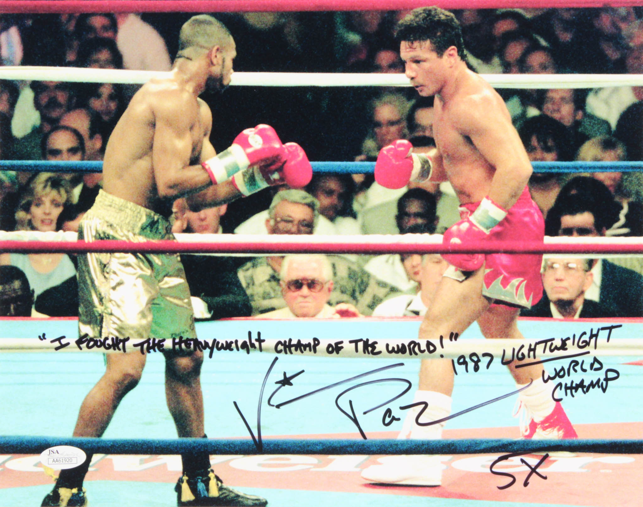 Vinny Pazienza Signed 11x14 Photo With Extensive Inscriptions (JSA COA) at PristineAuction.com Vinny Pazienza Signed 11x14 Photo With Extensive Inscriptions (JSA COA) at PristineAuction.com