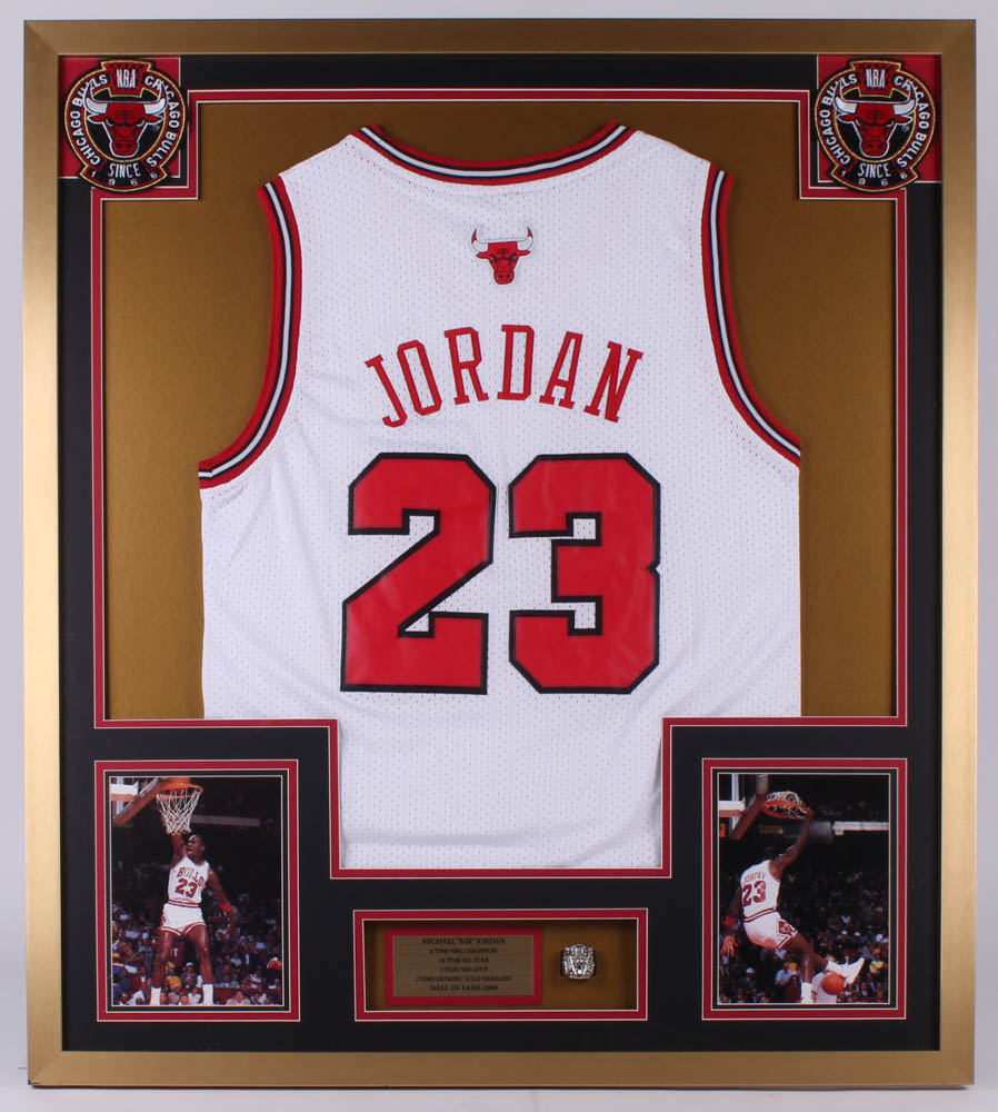 Michael Jordan Chicago Bulls 32x36 Custom Framed Jersey with