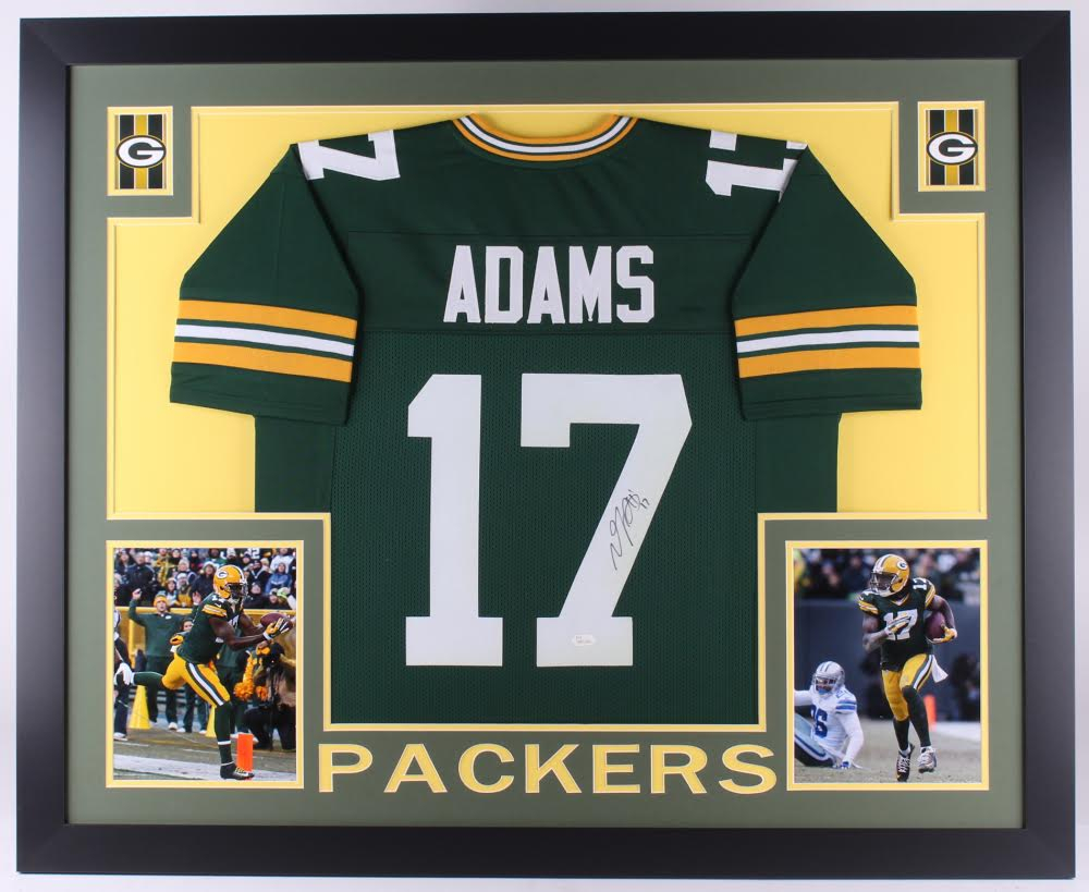 Davante Adams Signed Green Bay Packers 35x43 Custom Framed Jersey (JSA