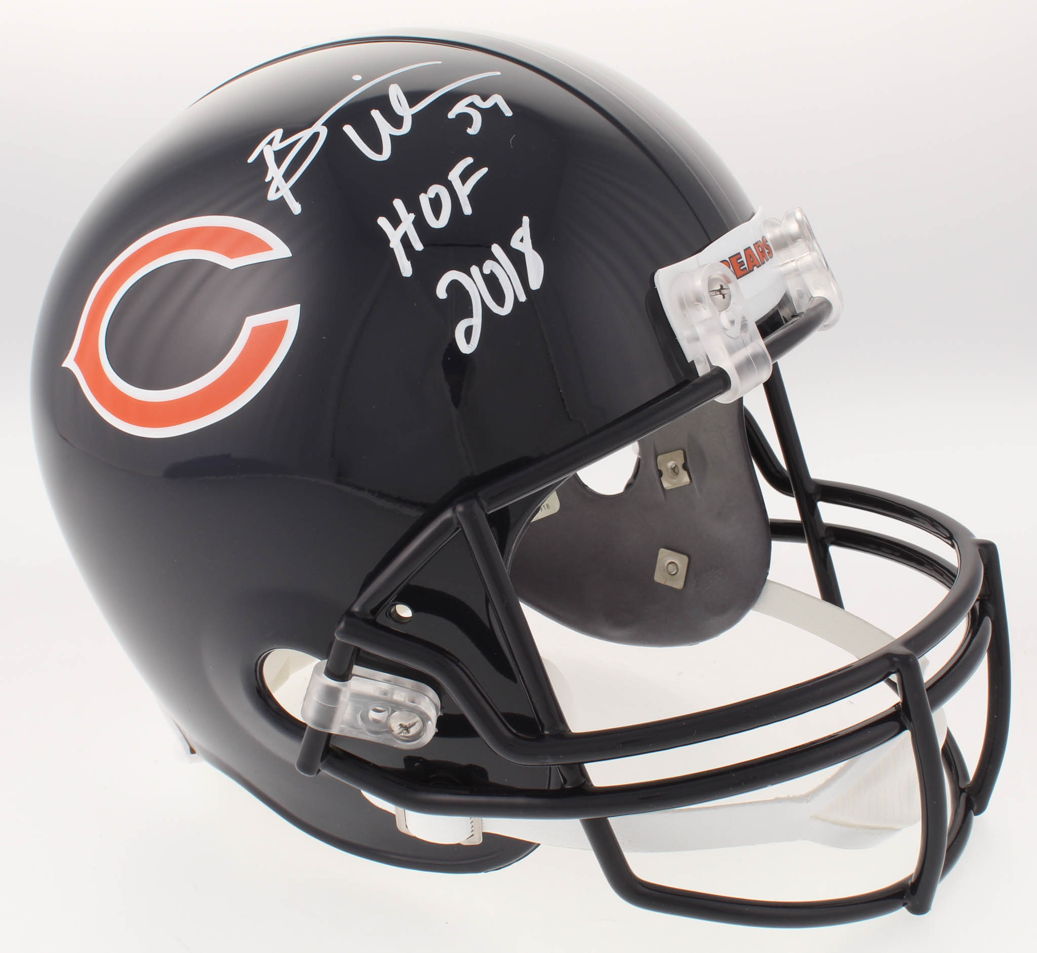 Brian Urlacher Signed Chicago Bears Full-Size Helmet Inscribed "HOF 2018" (JSA COA) at PristineAuction.com Brian Urlacher Signed Chicago Bears Full-Size Helmet Inscribed "HOF 2018" (JSA COA) at PristineAuction.com