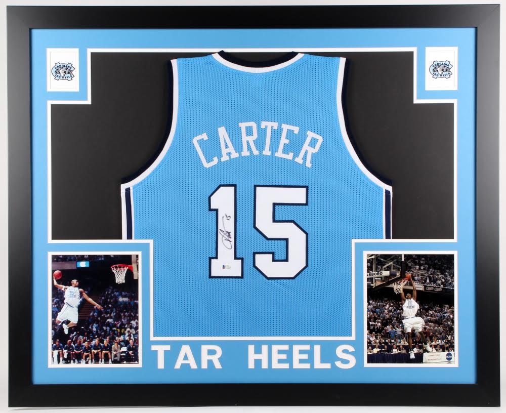 Vince Carter Signed 35x43 Custom Framed Jersey (Beckett COA) at PristineAuction.com Vince Carter Signed 35x43 Custom Framed Jersey (Beckett COA) at PristineAuction.com